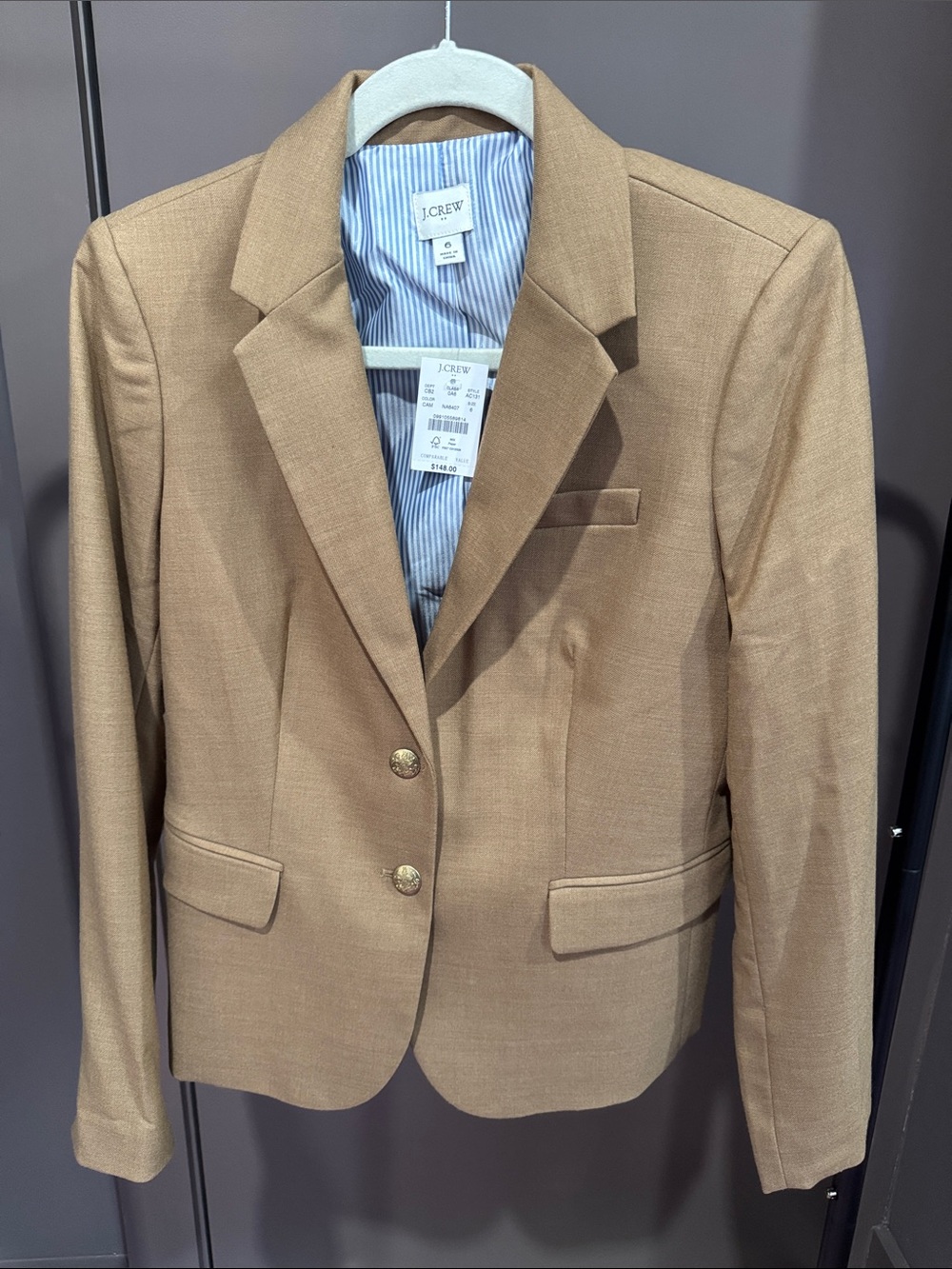 J. Crew Camel-Tone Single-Breasted Blazer- NWT